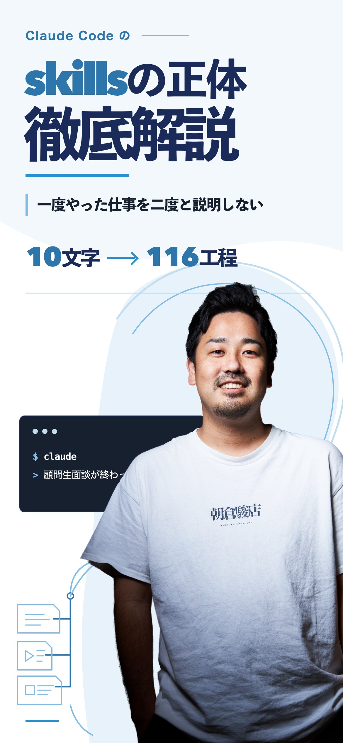 Claude Code の skills の正体 徹底解説。一度やった仕事を二度と説明しない。10文字で116工程。